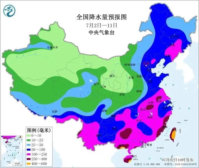 未来十天有2至3个台风生成，华南雨量较常年明显偏多